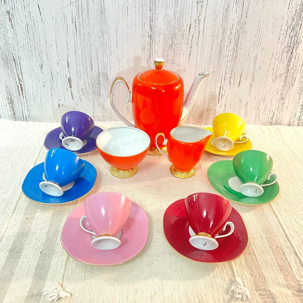Vintage tea set poland chodziez demitasse espresso cups saucer teapot retro